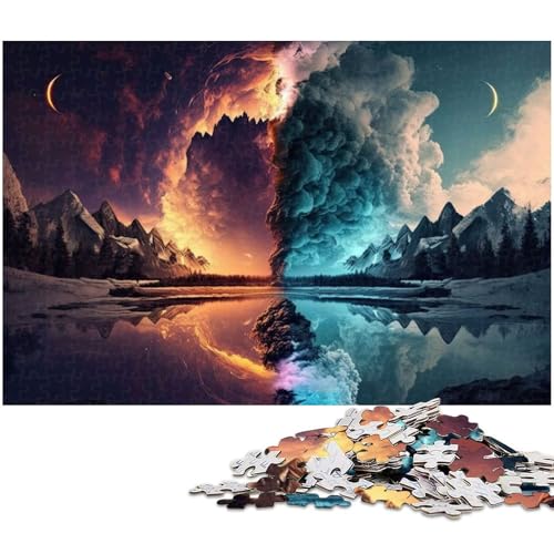 1000 teiliges Puzzle Fantasie Bunte Landschaftspuzzles Holzpuzzles Lernspiele Heimdekoration (Größe 75 x 50 cm) von zouxangzz