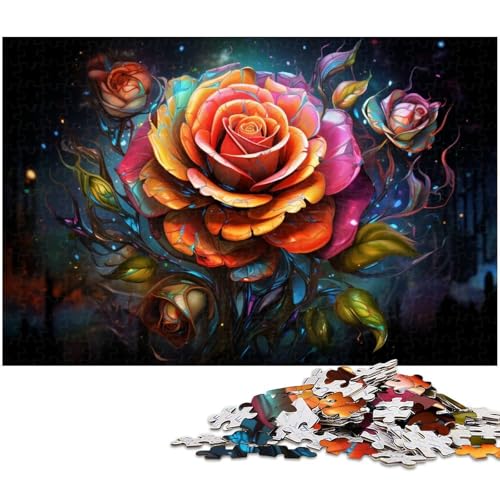 1000 teiliges Puzzle Fantasie Bunte Rosen Holzpuzzle Lernspiele Heimdekoration 1000 Teile (75 x 50 cm) von zouxangzz