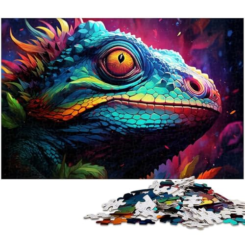 1000 teiliges Puzzle Fantasie Farbchamäleon Puzzle für Erwachsene Holzpuzzle für Sommerliebhaber 1000 PCS (75 x 50 cm) von zouxangzz
