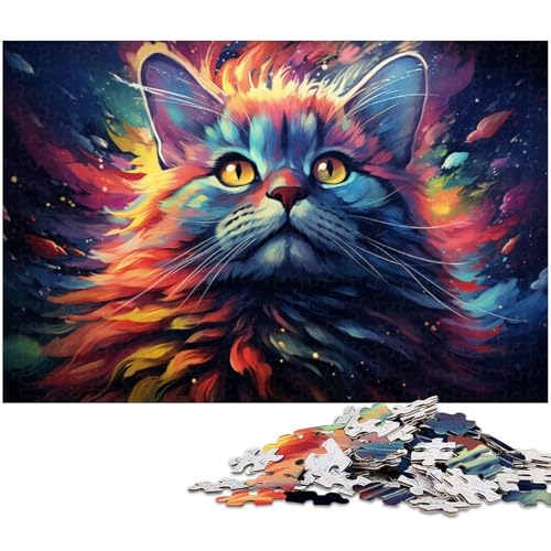 1000 teiliges Puzzle Fantasie Farbkatzen Puzzle für Erwachsene Holzpuzzle Familiendekoration 1000 PCS (75 x 50 cm) von zouxangzz