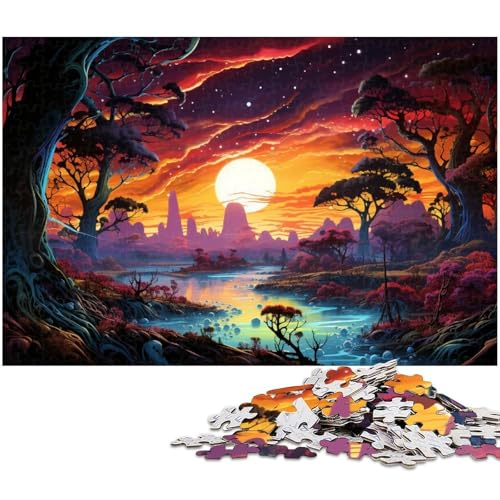 1000 teiliges Puzzle Fantasie Farblandschaftspuzzle für Erwachsene Holzpuzzle Familiendekoration 1000 Stück (75 x 50 cm) von zouxangzz