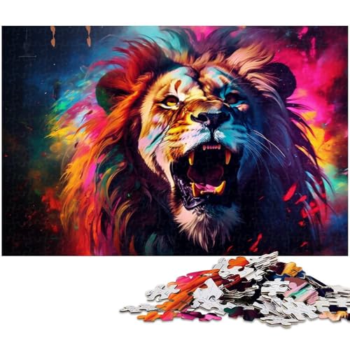 1000 teiliges Puzzle Fantasie Löwen Malerei Puzzle für Kinder Holzpuzzle Lernspiele für Erwachsene 1000 Teile (75 x 50 cm) von zouxangzz