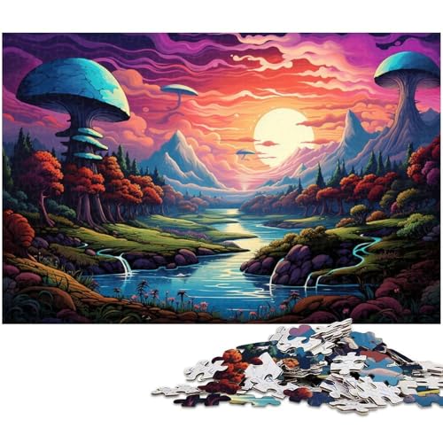 1000 teiliges Puzzle Fantasie Sonnenuntergangslandschaft Holzpuzzle Lernspiele Heimdekoration 1000 Stück (75 x 50 cm) von zouxangzz