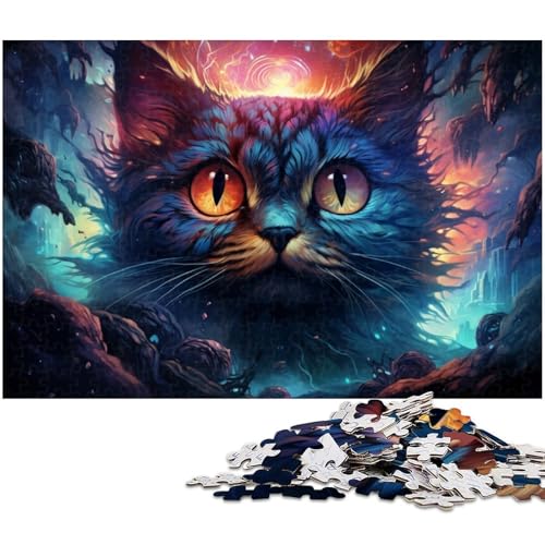 1000 teiliges Puzzle Fantasie bunter Sternenhimmel Katzen Puzzle für Erwachsene Holzpuzzle anspruchsvolles Spiel 1000 Teile (75 x 50 cm) von zouxangzz