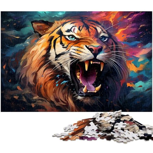 1000 teiliges Puzzle Fantasie bunter Tiger Puzzle für Erwachsene Papierpuzzle anspruchsvolles Spiel 1000 Teile (38 x 26 cm) von zouxangzz
