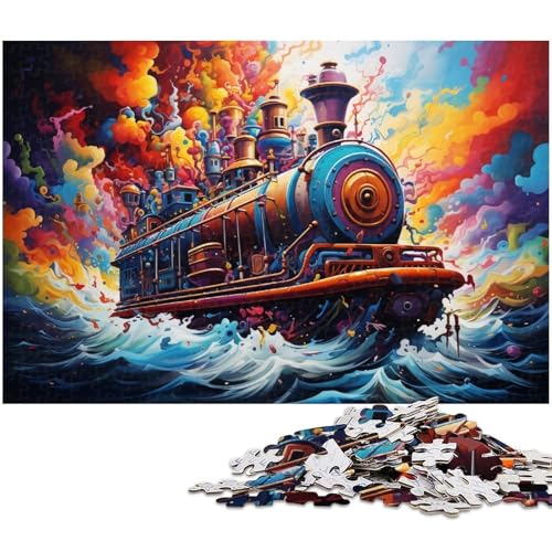 1000 teiliges Puzzle Fantasie buntes Dampfschiff Puzzle für Erwachsene Holzpuzzle anspruchsvolles Spiel 1000 Teile (75 x 50 cm) von zouxangzz