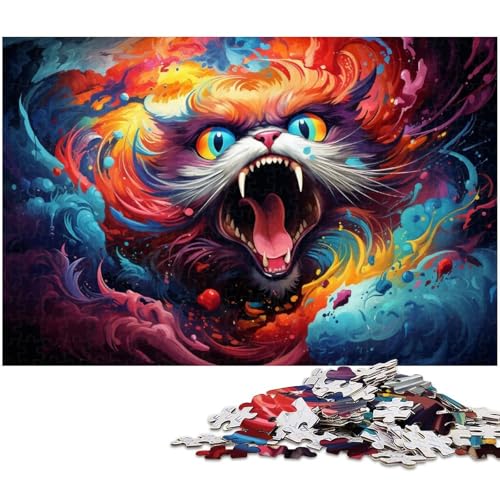 1000 teiliges Puzzle Fantasie buntes Katzen Puzzle für Erwachsene Holzpuzzle anspruchsvolles Spiel 1000 Teile (75 x 50 cm) von zouxangzz