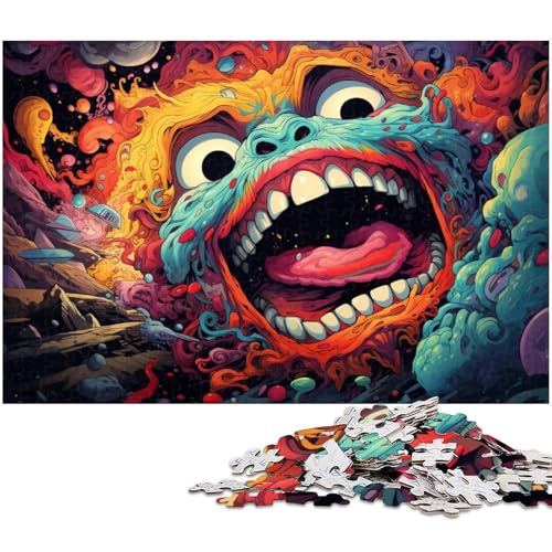 1000 teiliges Puzzle Fantasie buntes Monster mit großem Maul Puzzles für Erwachsene und Kinder Holzpuzzle tolles Geschenk für Erwachsene 1000 Teile (75 x 50 cm) von zouxangzz