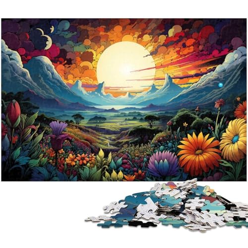 1000 teiliges Puzzle Fantasie farbenfrohe Kunstlandschaft Holzpuzzle Lernspiele Heimdekoration 1000 Teile (75 x 50 cm) von zouxangzz