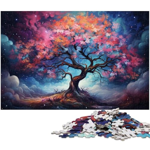 1000 teiliges Puzzle Fantasiefarben Kirschblütenbaum Puzzle für Erwachsene Holzpuzzle anspruchsvolles Spiel 1000 Teile (75 x 50 cm) von zouxangzz