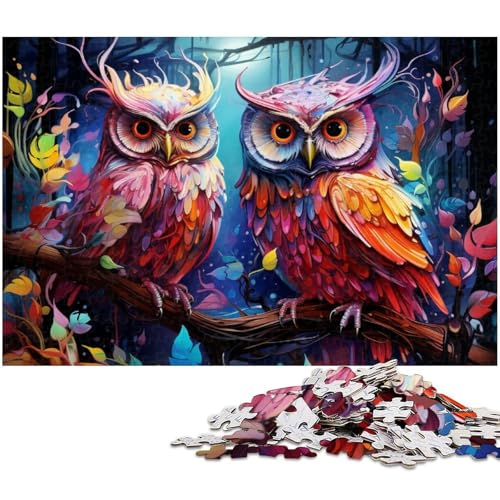 1000 teiliges Puzzle Fantasy Art Eulen Puzzle für Erwachsene Holzpuzzle anspruchsvolles Spiel (Größe 75 x 50 cm) von zouxangzz