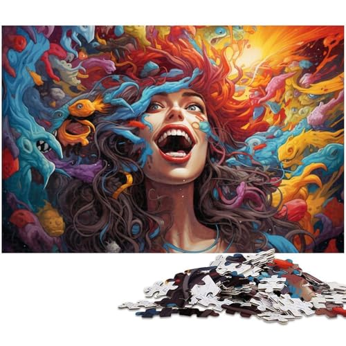 1000 teiliges Puzzle Fantasy Farbkunst Puzzle für Erwachsene Holzpuzzle für Sommerliebhaber 1000 Teile (75 x 50 cm) von zouxangzz