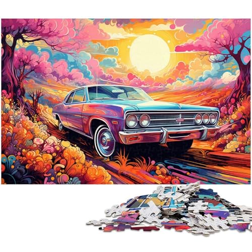 1000 teiliges Puzzle Fantasy Neon Sportwagen Puzzle für Erwachsene Holzpuzzle anspruchsvolles Spiel 1000 Teile (75 x 50 cm) von zouxangzz