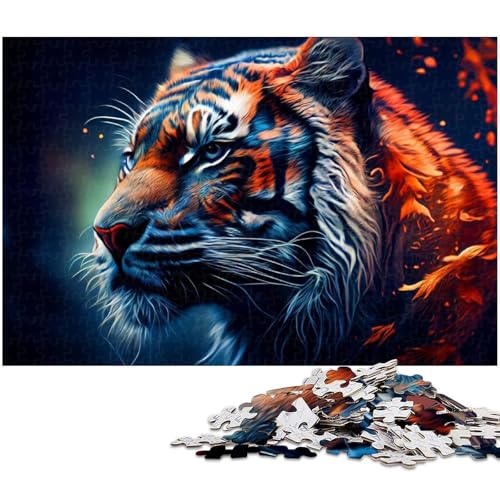 1000 teiliges Puzzle Fantasy Tiger Puzzle für Erwachsene Holzpuzzle anspruchsvolles Spiel 1000 Teile (75 x 50 cm) von zouxangzz