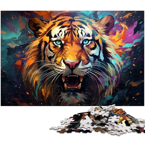 1000 teiliges Puzzle Fantasy Tiger Puzzle für Kinder Holzpuzzle Lernspiele für Erwachsene 1000 Teile (75 x 50 cm) von zouxangzz