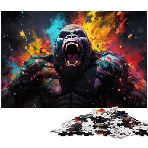 1000 teiliges Puzzle Farb Gorilla Puzzle für Erwachsene Holzpuzzle tolle Geschenke zu Weihnachten 1000 PCS (75 x 50 cm) von zouxangzz