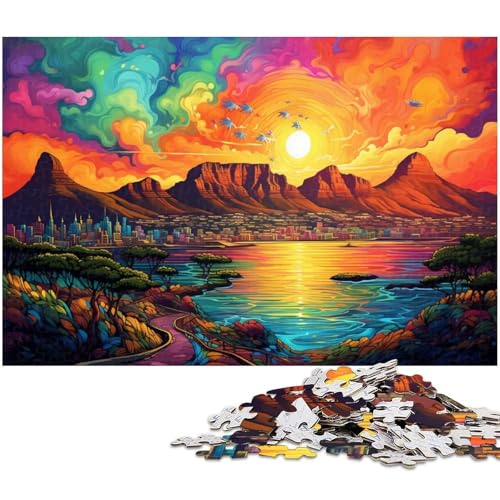 1000 teiliges Puzzle Farbe Südafrika Kapstadt Puzzle für Erwachsene Holzpuzzle für Sommerliebhaber 1000 Teile (75 x 50 cm) von zouxangzz
