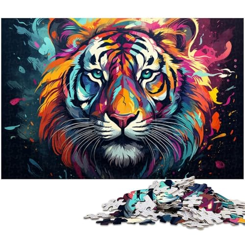 1000 teiliges Puzzle Farbfantasie Tiger Puzzle für Erwachsene Holzpuzzle anspruchsvolles Spiel 1000 Teile (75 x 50 cm) von zouxangzz