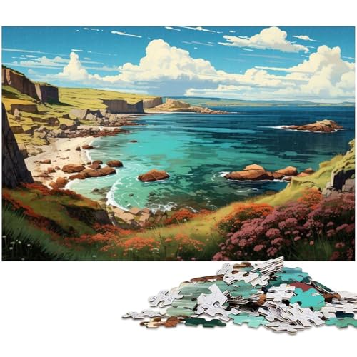 1000 teiliges Puzzle Farbillustration der dänischen Küste Puzzle für Erwachsene Holzpuzzle anspruchsvolles Spiel 1000 Teile (75 x 50 cm) von zouxangzz