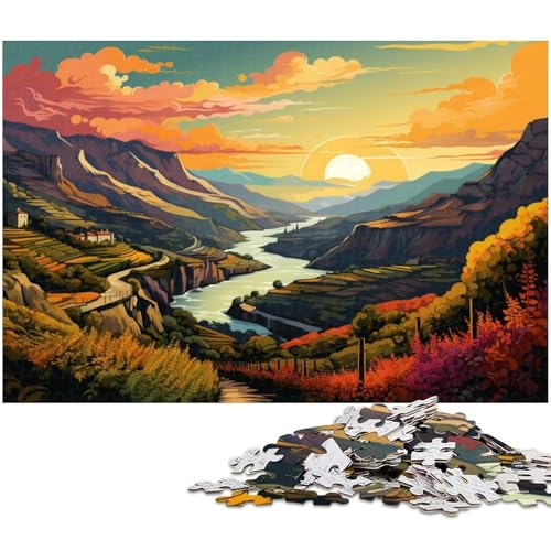 1000 teiliges Puzzle Farbillustration des Douro Tals Holzpuzzle Lernspiele Heimdekoration 1000 Teile (75 x 50 cm) von zouxangzz