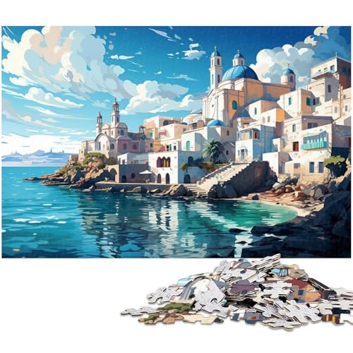 1000 teiliges Puzzle Farbillustration des Strandes von Muro Spanien Puzzle für Erwachsene Holzpuzzle anspruchsvolles Spiel 1000 Teile (75 x 50 cm) von zouxangzz