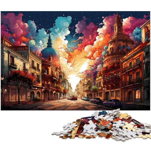 1000 teiliges Puzzle Farbillustration von Sevilla Holzpuzzle Lernspiele Heimdekoration 1000 Teile (75 x 50 cm) von zouxangzz