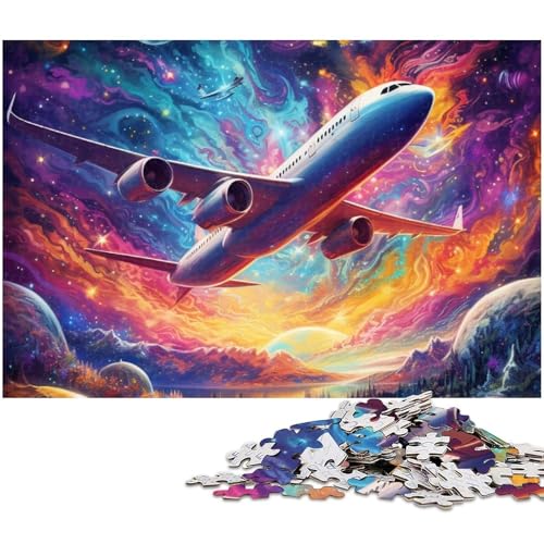 1000 teiliges Puzzle Farbkunst Flugzeug Puzzle für Erwachsene Holzpuzzle anspruchsvolles Spiel (Größe 75 x 50 cm) von zouxangzz