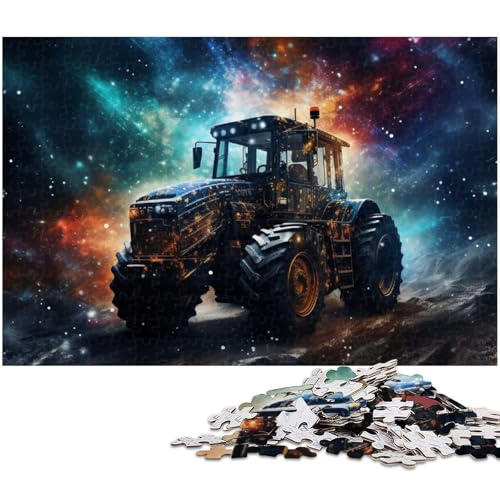 1000 teiliges Puzzle Farbkunst Traktor Puzzle für Erwachsene Holzpuzzle anspruchsvolles Spiel (Größe 75 x 50 cm) von zouxangzz
