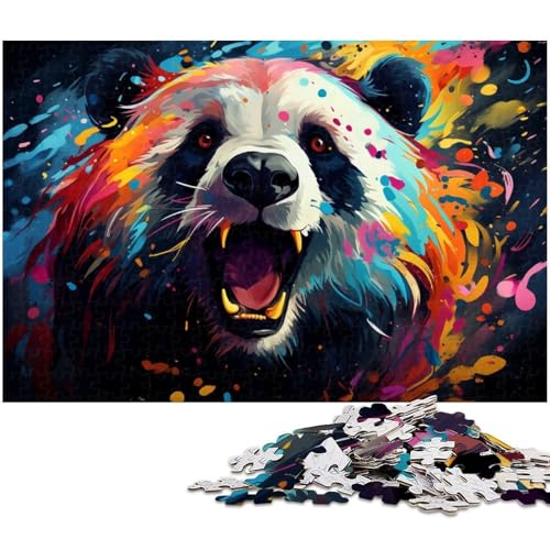 1000 teiliges Puzzle Farbzeichnung eines Fantasy Pandas Puzzles für Erwachsene und Kinder Holzpuzzle tolles Geschenk für Erwachsene 1000 PCS (75 x 50 cm) von zouxangzz