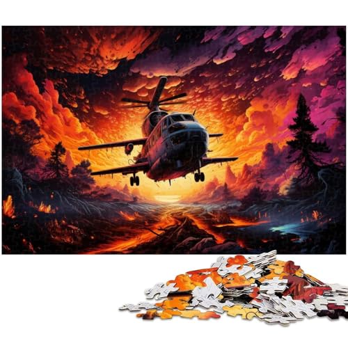 1000 teiliges Puzzle Flugzeug im farbigen Himmel Puzzle für Kinder Holzpuzzle Lernspiele für Erwachsene 1000 Teile (75 x 50 cm) von zouxangzz