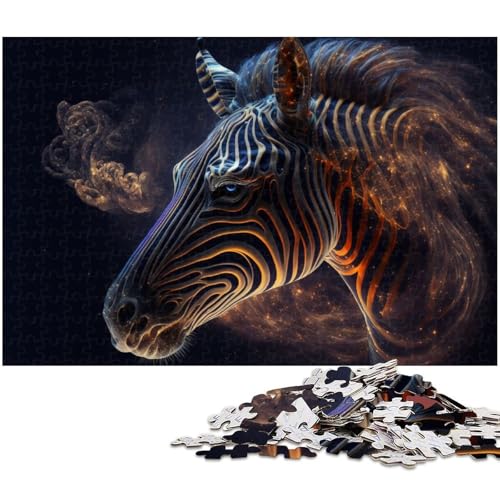 1000 teiliges Puzzle Geistertier Zebra Puzzle für Erwachsene Holzpuzzle anspruchsvolles Spiel (Größe 75 x 50 cm) von zouxangzz
