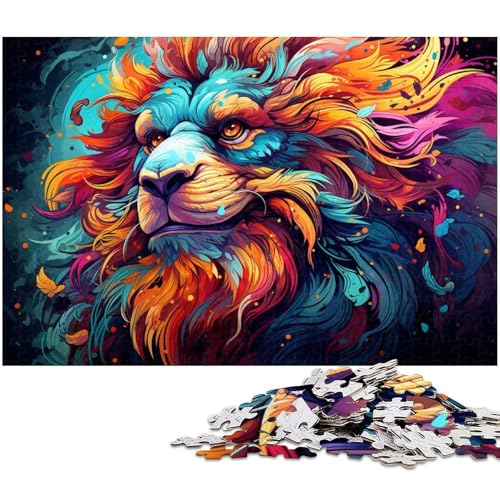 1000 teiliges Puzzle Gemälde eines bunten Löwen Puzzle für Erwachsene Holzpuzzle anspruchsvolles Spiel 1000 Teile (75 x 50 cm) von zouxangzz