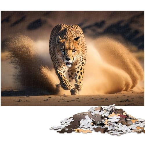 1000 teiliges Puzzle Gepard läuft vor der Kamera Puzzles für Erwachsene und Kinder Papierpuzzle tolles Geschenk für Erwachsene (Größe 38 x 26 cm) von zouxangzz