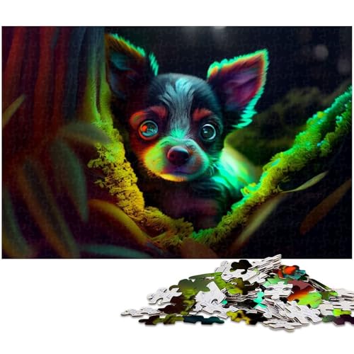 1000 teiliges Puzzle Haustier Chihuahua Puzzle für Kinder Holzpuzzle Lernspiele für Erwachsene 1000 Teile (75 x 50 cm) von zouxangzz