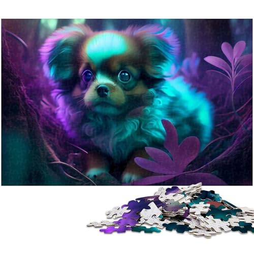 1000 teiliges Puzzle Haustier Pudel Puzzle für Kinder Holzpuzzle Lernspiele für Erwachsene (Größe 75 x 50 cm) von zouxangzz