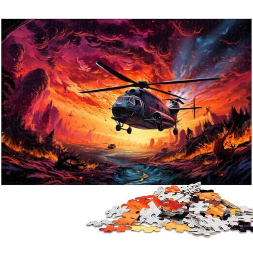 1000 teiliges Puzzle Hubschrauber im bunten Himmel Puzzle für Erwachsene Papierpuzzle anspruchsvolles Spiel 1000 Teile (38 x 26 cm) von zouxangzz