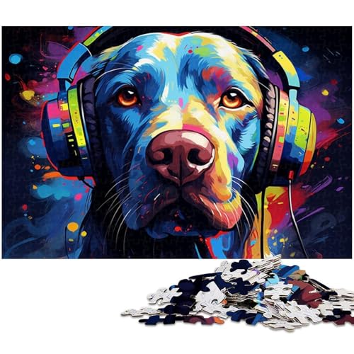1000 teiliges Puzzle Hund hört Musik“ Puzzle für Erwachsene Papierpuzzle anspruchsvolles Spiel 1000 Teile (38 x 26 cm) von zouxangzz
