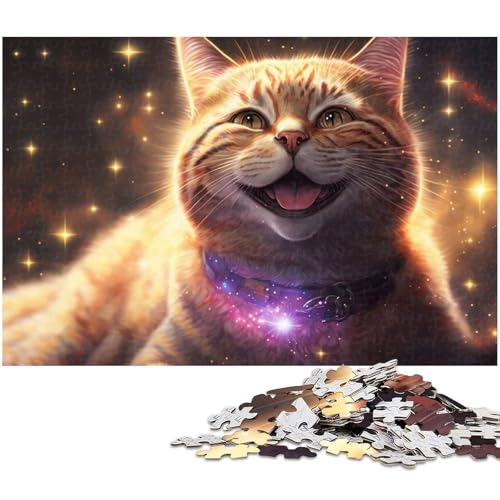 1000 teiliges Puzzle Kosmische Weltraumkatze Puzzle für Erwachsene und Kinder Holzpuzzle tolles Geschenk für Erwachsene (Größe 75 x 50 cm) von zouxangzz
