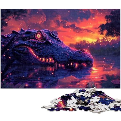 1000 teiliges Puzzle Krokodil Tierpuzzle für Erwachsene Holzpuzzle anspruchsvolles Spiel (Größe 75 x 50 cm) von zouxangzz