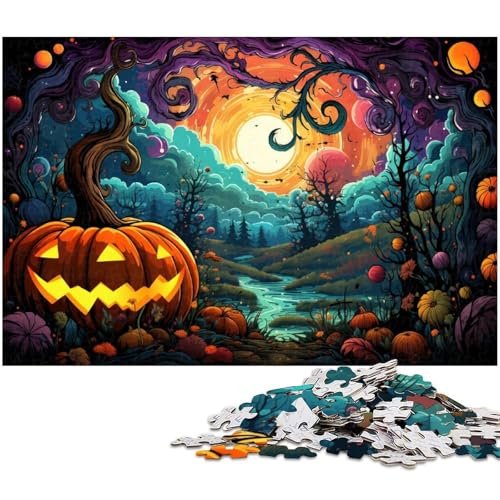 1000 teiliges Puzzle Kürbis in der Halloween Nacht Puzzle für Erwachsene Holzpuzzle für Sommerliebhaber 1000 Teile (75 x 50 cm) von zouxangzz