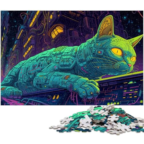 1000 teiliges Puzzle Kunst Katzen Puzzle für Kinder Papierpuzzle Lernspiele für Erwachsene (Größe 38 x 26 cm) von zouxangzz
