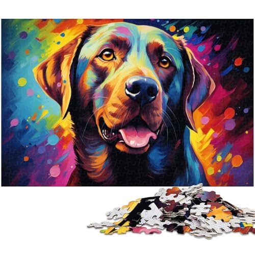 1000 teiliges Puzzle Labradors farbenfrohes psychedelisches Puzzle für Erwachsene“ Holzpuzzle anspruchsvolles Spiel 1000 Teile (75 x 50 cm) von zouxangzz