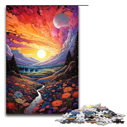 1000 teiliges Puzzle Lernspiele farbenfrohe Psychedelie ätherischer Landschaften Puzzles für Erwachsene Holzpuzzle für Familienspaß und Spieleabende 75 x 50 cm von zouxangzz