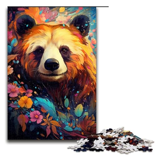 1000 teiliges Puzzle Lernspiele farbenfrohes psychedelisches Tierpanda Puzzle für Erwachsene Holzpuzzle für Familienspaß und Spieleabend 75 x 50 cm von zouxangzz