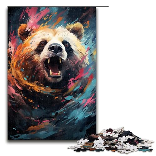 1000 teiliges Puzzle Lernspiele farbenfrohes psychedelisches Tierpanda Puzzle für Erwachsene Holzpuzzle für Familienspaß und Spieleabend 75 x 50 cm von zouxangzz