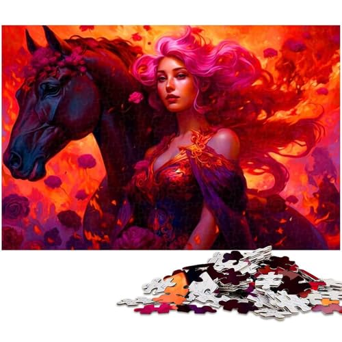 1000 teiliges Puzzle Mädchen und Pferd Puzzle für Erwachsene Papierpuzzle anspruchsvolles Spiel 1000 Teile (38 x 26 cm) von zouxangzz