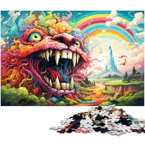 1000 teiliges Puzzle Monster auf Buntem Hintergrund Puzzle für Kinder Holzpuzzle Lernspiele für Erwachsene 1000 Teile (75 x 50 cm) von zouxangzz