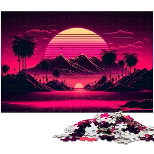 1000 teiliges Puzzle Neonlandschaft für Erwachsene Holzpuzzle anspruchsvolles Spiel (Größe 75 x 50 cm) von zouxangzz