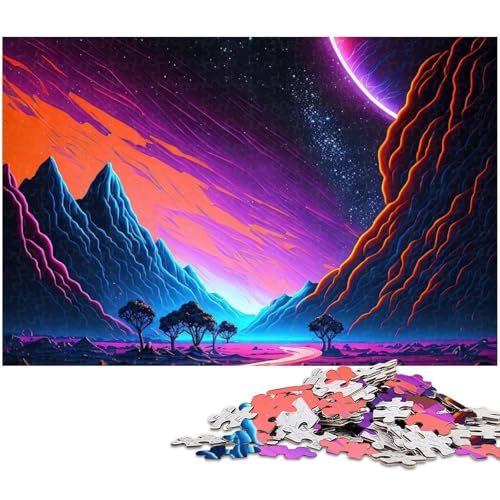 1000 teiliges Puzzle Neonlandschaftstraum Puzzle für Kinder Holzpuzzle Lernspiele für Erwachsene (Größe 75 x 50 cm) von zouxangzz
