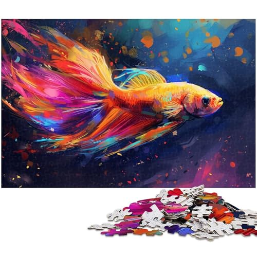 1000 teiliges Puzzle Ölgemälde Goldfisch Puzzle für Erwachsene Holzpuzzle für Sommerliebhaber (Größe 75 x 50 cm) von zouxangzz